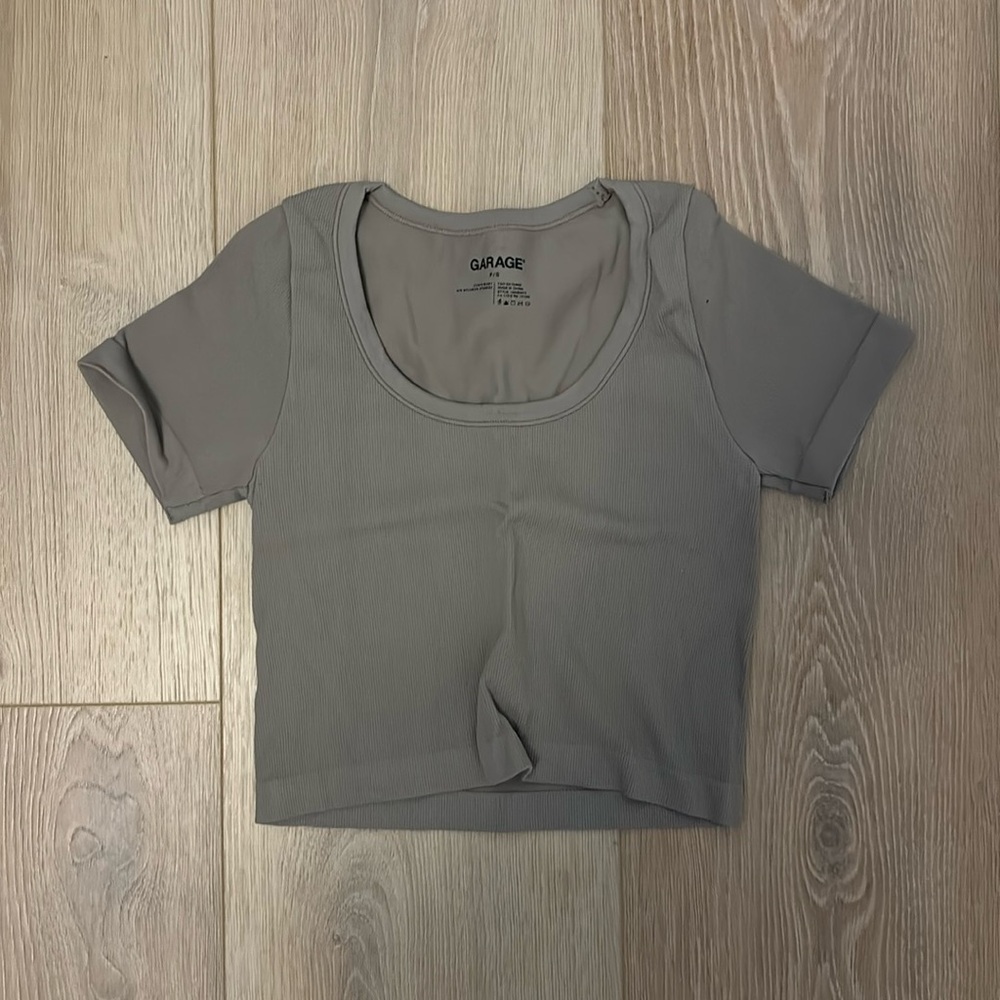Tan Garage ribbed tshirt